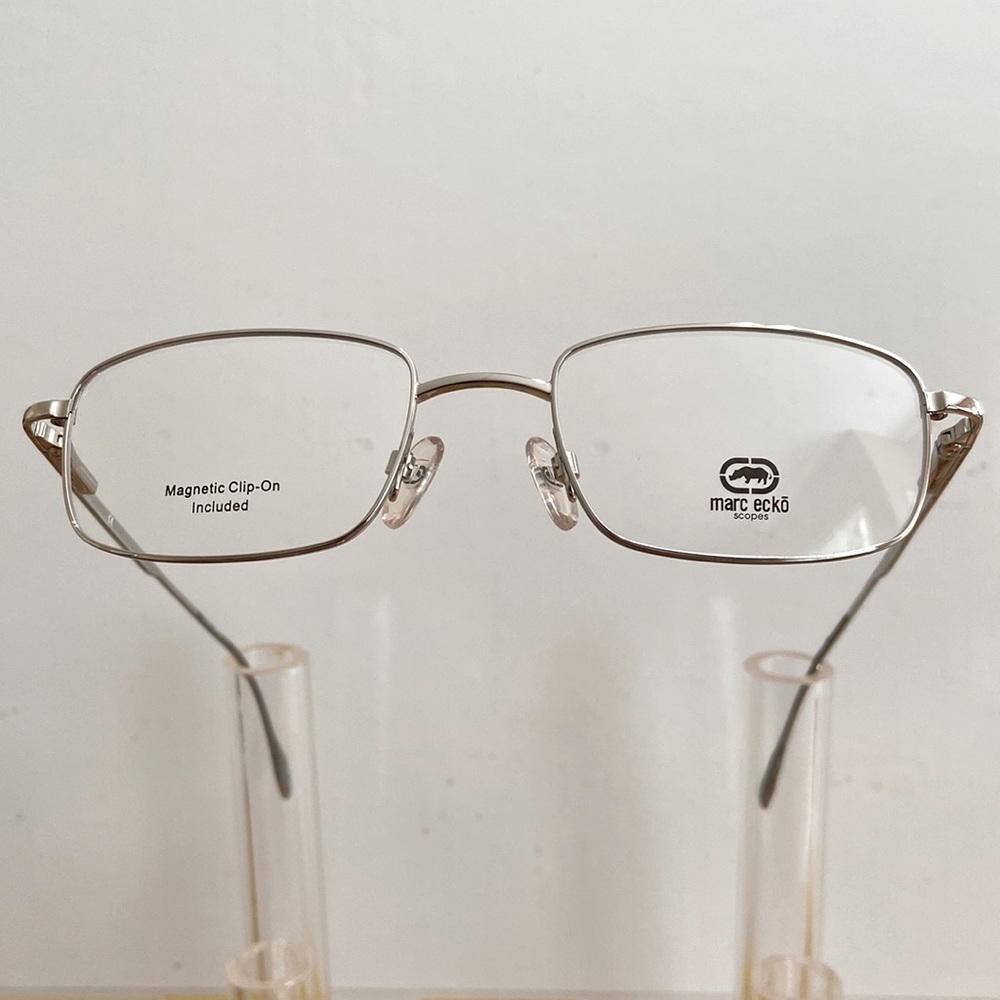 Marc Ecko mens rimless eyeglass frames - silver w/sun clip